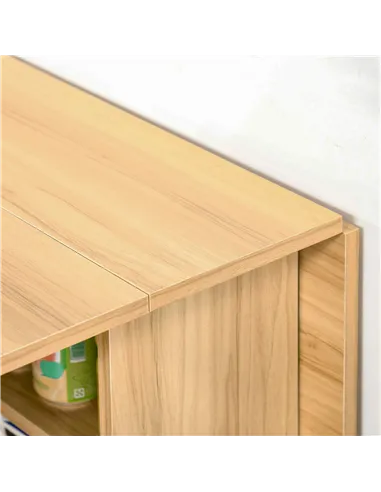 HOMCOM Folding Dining Table, Drop Leaf Table for Small Spaces, Foldable Rectangular Tabletop with Storage Shelves for Kitchen, D