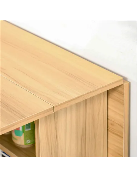 HOMCOM Folding Dining Table, Drop Leaf Table for Small Spaces, Foldable Rectangular Tabletop with Storage Shelves for Kitchen, D