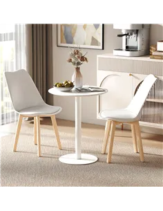 HOMCOM Dining Table, Round Kitchen Table with Steel Base for Living Room, Dining Room, 60 x 60 x 72cm, White 2
