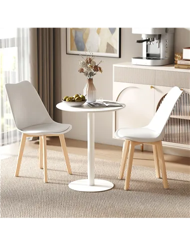 HOMCOM Dining Table, Round Kitchen Table with Steel Base for Living Room, Dining Room, 60 x 60 x 72cm, White