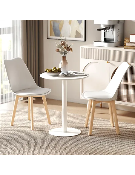 HOMCOM Dining Table, Round Kitchen Table with Steel Base for Living Room, Dining Room, 60 x 60 x 72cm, White