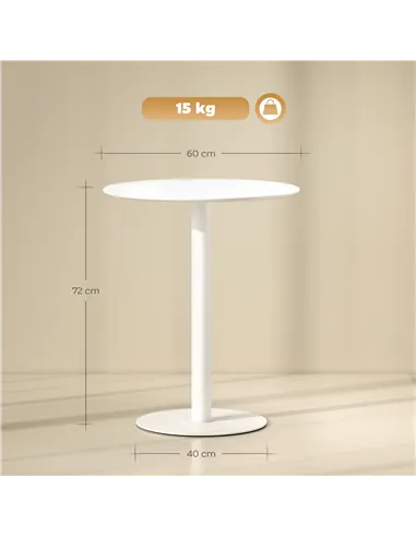 HOMCOM Dining Table, Round Kitchen Table with Steel Base for Living Room, Dining Room, 60 x 60 x 72cm, White