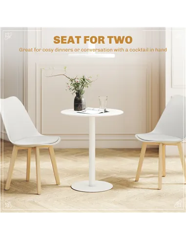 HOMCOM Dining Table, Round Kitchen Table with Steel Base for Living Room, Dining Room, 60 x 60 x 72cm, White