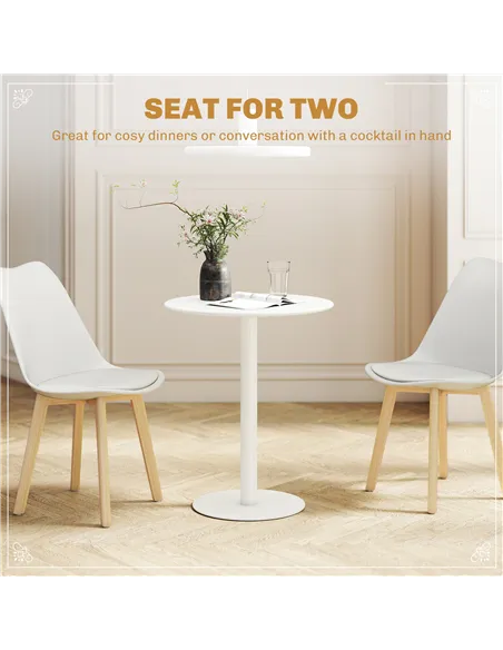 HOMCOM Dining Table, Round Kitchen Table with Steel Base for Living Room, Dining Room, 60 x 60 x 72cm, White