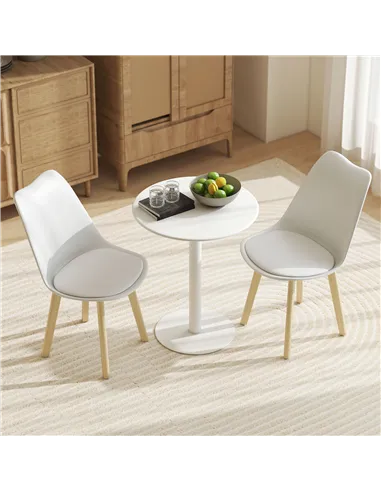 HOMCOM Dining Table, Round Kitchen Table with Steel Base for Living Room, Dining Room, 60 x 60 x 72cm, White