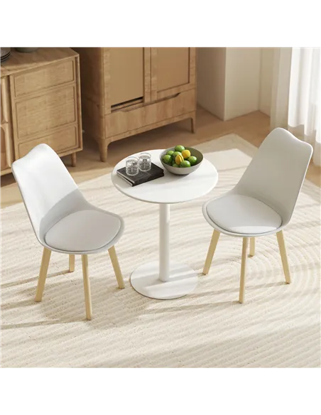 HOMCOM Dining Table, Round Kitchen Table with Steel Base for Living Room, Dining Room, 60 x 60 x 72cm, White