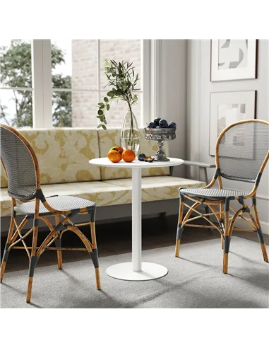 HOMCOM Dining Table, Round Kitchen Table with Steel Base for Living Room, Dining Room, 60 x 60 x 72cm, White