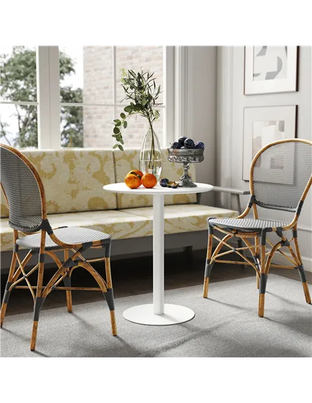 HOMCOM Dining Table, Round Kitchen Table with Steel Base for Living Room, Dining Room, 60 x 60 x 72cm, White