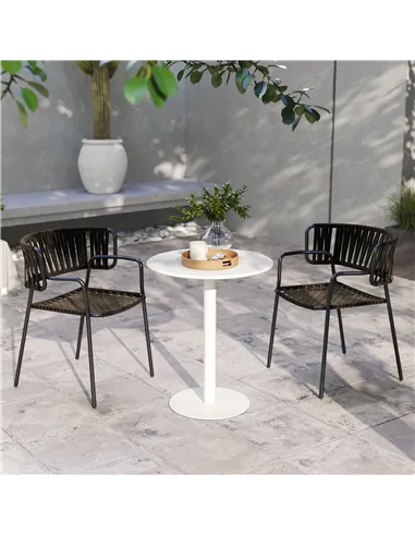 HOMCOM Dining Table, Round Kitchen Table with Steel Base for Living Room, Dining Room, 60 x 60 x 72cm, White