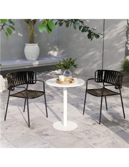 HOMCOM Dining Table, Round Kitchen Table with Steel Base for Living Room, Dining Room, 60 x 60 x 72cm, White