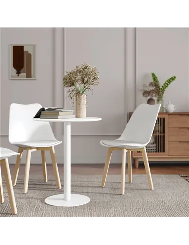 HOMCOM Dining Table, Round Kitchen Table with Steel Base for Living Room, Dining Room, 60 x 60 x 72cm, White