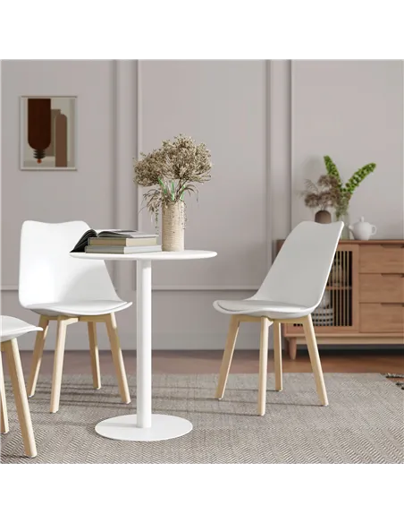 HOMCOM Dining Table, Round Kitchen Table with Steel Base for Living Room, Dining Room, 60 x 60 x 72cm, White