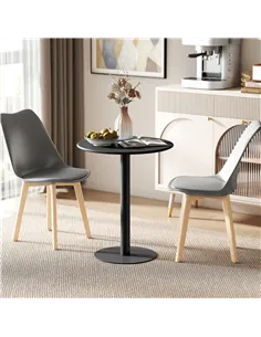 HOMCOM Dining Table, Round Kitchen Table with Steel Base for Living Room, Dining Room, 60 x 60 x 72cm, Black 2