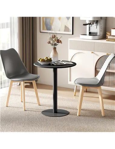 HOMCOM Dining Table, Round Kitchen Table with Steel Base for Living Room, Dining Room, 60 x 60 x 72cm, Black