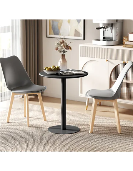 HOMCOM Dining Table, Round Kitchen Table with Steel Base for Living Room, Dining Room, 60 x 60 x 72cm, Black