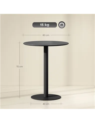 HOMCOM Dining Table, Round Kitchen Table with Steel Base for Living Room, Dining Room, 60 x 60 x 72cm, Black