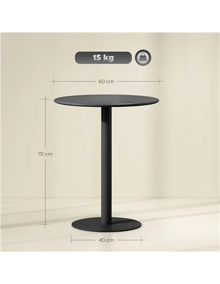 HOMCOM Dining Table, Round Kitchen Table with Steel Base for Living Room, Dining Room, 60 x 60 x 72cm, Black