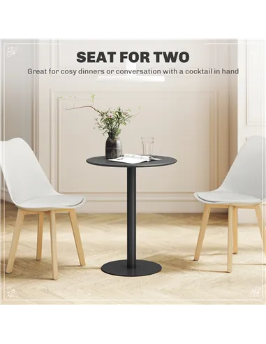 HOMCOM Dining Table, Round Kitchen Table with Steel Base for Living Room, Dining Room, 60 x 60 x 72cm, Black