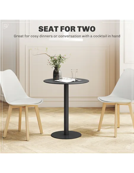 HOMCOM Dining Table, Round Kitchen Table with Steel Base for Living Room, Dining Room, 60 x 60 x 72cm, Black