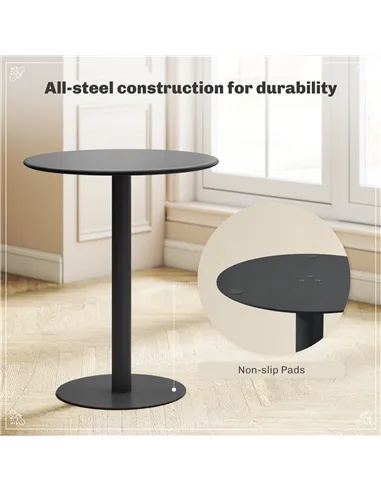 HOMCOM Dining Table, Round Kitchen Table with Steel Base for Living Room, Dining Room, 60 x 60 x 72cm, Black