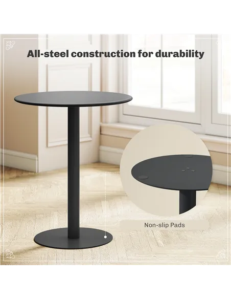 HOMCOM Dining Table, Round Kitchen Table with Steel Base for Living Room, Dining Room, 60 x 60 x 72cm, Black