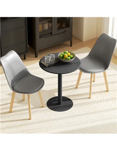 HOMCOM Dining Table, Round Kitchen Table with Steel Base for Living Room, Dining Room, 60 x 60 x 72cm, Black