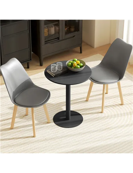 HOMCOM Dining Table, Round Kitchen Table with Steel Base for Living Room, Dining Room, 60 x 60 x 72cm, Black