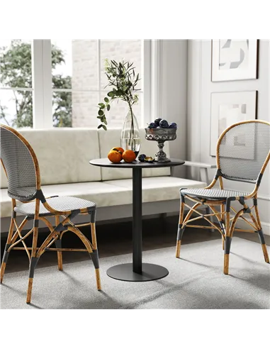 HOMCOM Dining Table, Round Kitchen Table with Steel Base for Living Room, Dining Room, 60 x 60 x 72cm, Black