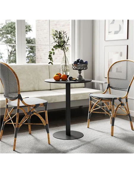 HOMCOM Dining Table, Round Kitchen Table with Steel Base for Living Room, Dining Room, 60 x 60 x 72cm, Black