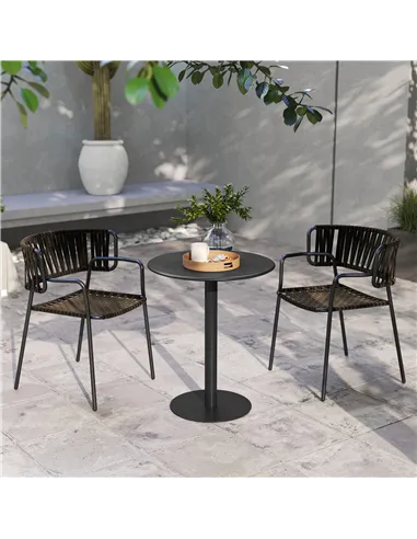 HOMCOM Dining Table, Round Kitchen Table with Steel Base for Living Room, Dining Room, 60 x 60 x 72cm, Black