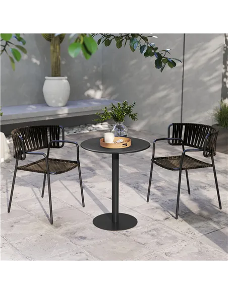 HOMCOM Dining Table, Round Kitchen Table with Steel Base for Living Room, Dining Room, 60 x 60 x 72cm, Black