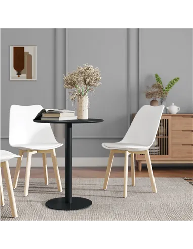 HOMCOM Dining Table, Round Kitchen Table with Steel Base for Living Room, Dining Room, 60 x 60 x 72cm, Black