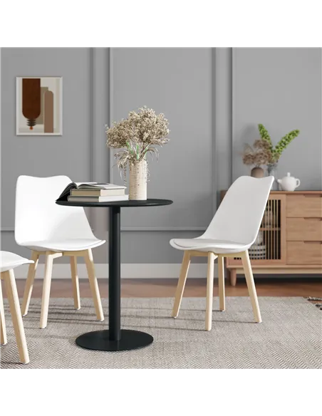 HOMCOM Dining Table, Round Kitchen Table with Steel Base for Living Room, Dining Room, 60 x 60 x 72cm, Black