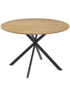 HOMCOM Dining Table for 4, 120 cm Industrial Kitchen Table with Wood Effect Tabletop and Steel Legs, Oak