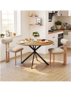 HOMCOM Dining Table for 4, 120 cm Industrial Kitchen Table with Wood Effect Tabletop and Steel Legs, Oak 2