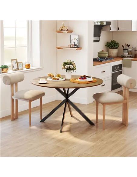 HOMCOM Dining Table for 4, 120 cm Industrial Kitchen Table with Wood Effect Tabletop and Steel Legs, Oak