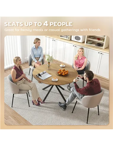 HOMCOM Dining Table for 4, 120 cm Industrial Kitchen Table with Wood Effect Tabletop and Steel Legs, Oak