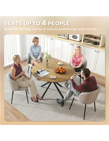 HOMCOM Dining Table for 4, 120 cm Industrial Kitchen Table with Wood Effect Tabletop and Steel Legs, Oak