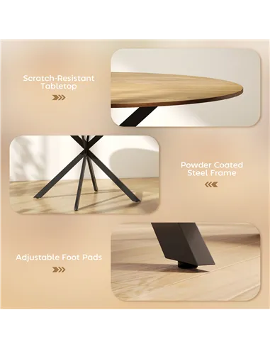 HOMCOM Dining Table for 4, 120 cm Industrial Kitchen Table with Wood Effect Tabletop and Steel Legs, Oak