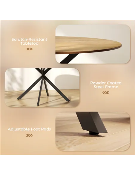 HOMCOM Dining Table for 4, 120 cm Industrial Kitchen Table with Wood Effect Tabletop and Steel Legs, Oak