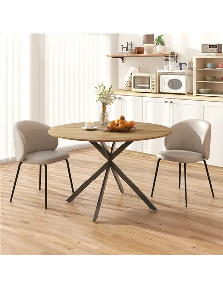 HOMCOM Dining Table for 4, 120 cm Industrial Kitchen Table with Wood Effect Tabletop and Steel Legs, Oak