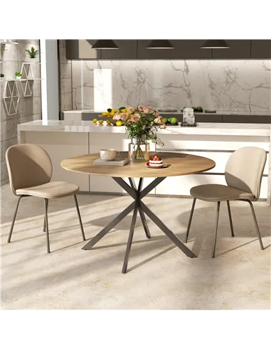 HOMCOM Dining Table for 4, 120 cm Industrial Kitchen Table with Wood Effect Tabletop and Steel Legs, Oak