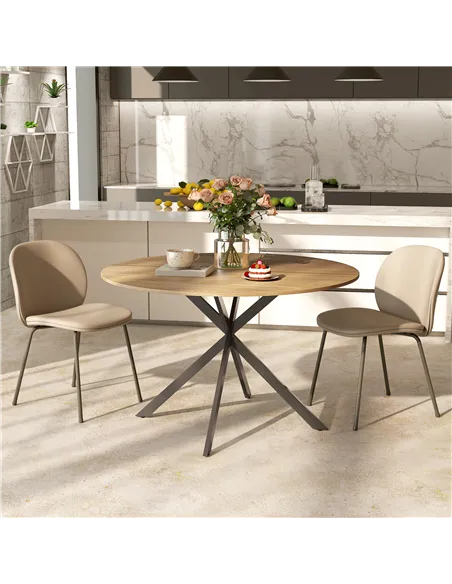 HOMCOM Dining Table for 4, 120 cm Industrial Kitchen Table with Wood Effect Tabletop and Steel Legs, Oak