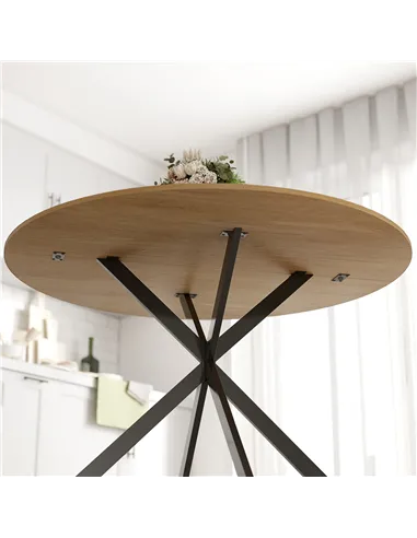 HOMCOM Dining Table for 4, 120 cm Industrial Kitchen Table with Wood Effect Tabletop and Steel Legs, Oak