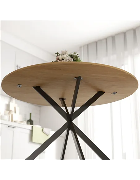 HOMCOM Dining Table for 4, 120 cm Industrial Kitchen Table with Wood Effect Tabletop and Steel Legs, Oak