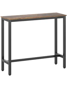 HOMCOM Rectangular Bar Table, Wood Effect Pub Coffee Table for Small Space, Breakfast Dining, Kitchen, Industrial, Rustic Brown