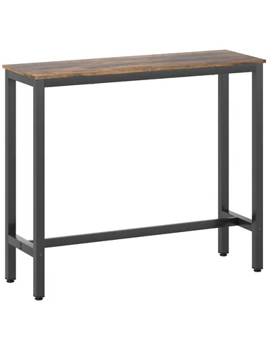 HOMCOM Rectangular Bar Table, Wood Effect Pub Coffee Table for Small Space, Breakfast Dining, Kitchen, Industrial, Rustic Brown