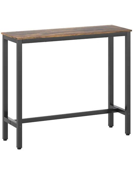 HOMCOM Rectangular Bar Table, Wood Effect Pub Coffee Table for Small Space, Breakfast Dining, Kitchen, Industrial, Rustic Brown