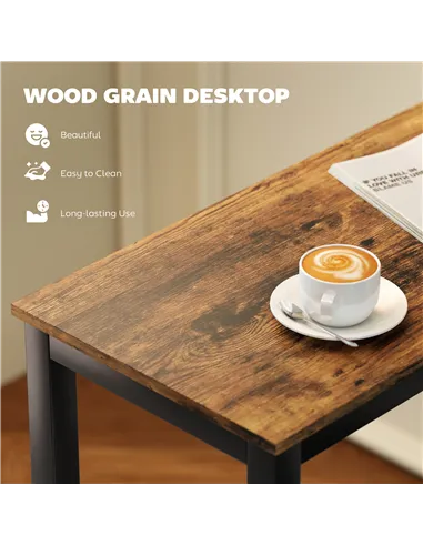 HOMCOM Rectangular Bar Table, Wood Effect Pub Coffee Table for Small Space, Breakfast Dining, Kitchen, Industrial, Rustic Brown