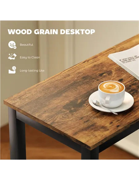 HOMCOM Rectangular Bar Table, Wood Effect Pub Coffee Table for Small Space, Breakfast Dining, Kitchen, Industrial, Rustic Brown